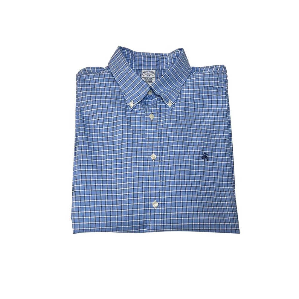 Brooks Brothers Mens Original Polo Regular Fit NonIron Button-Down Shirt Blue XL